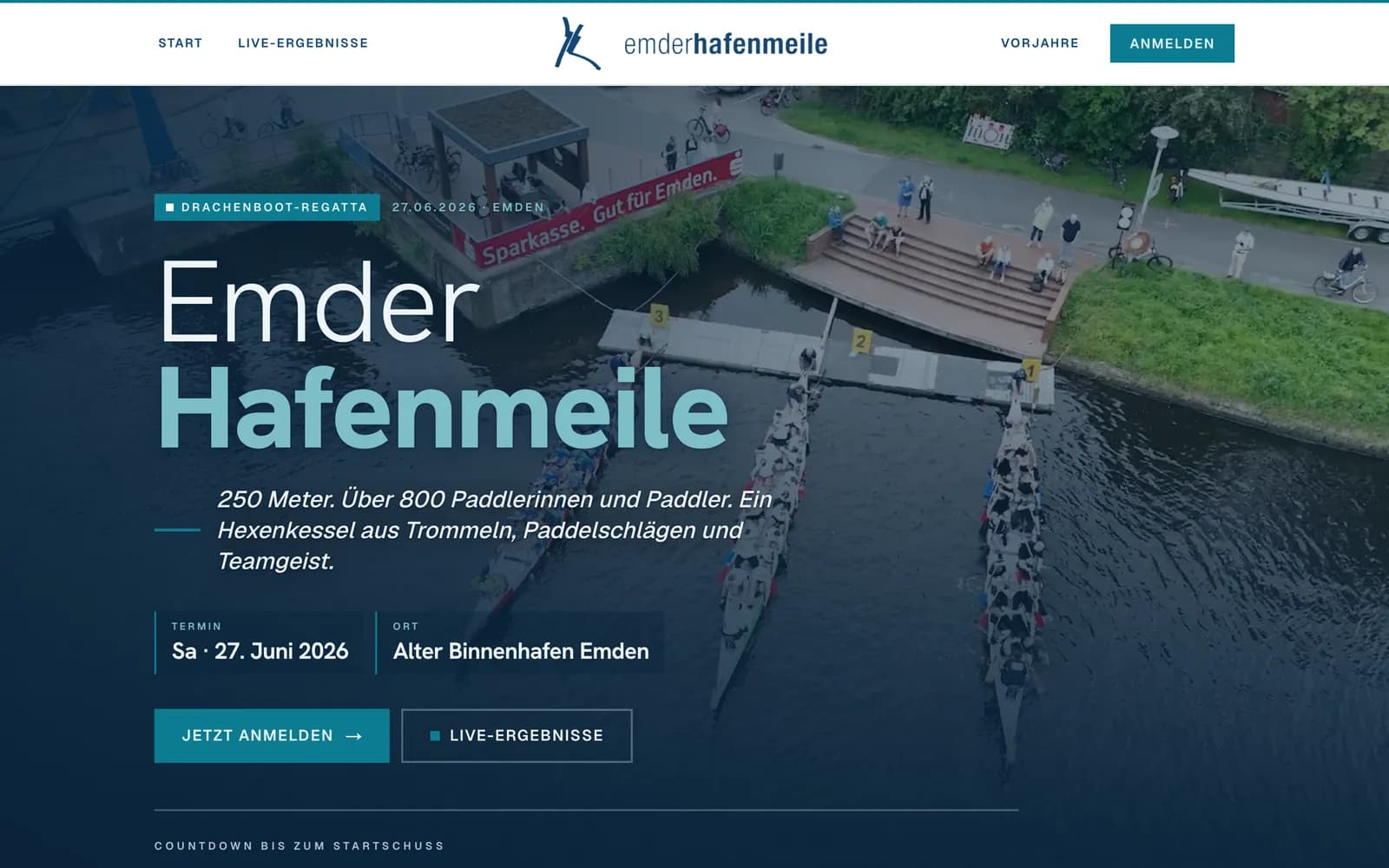 Emder Hafenmeile — Website, Desktop-Ansicht